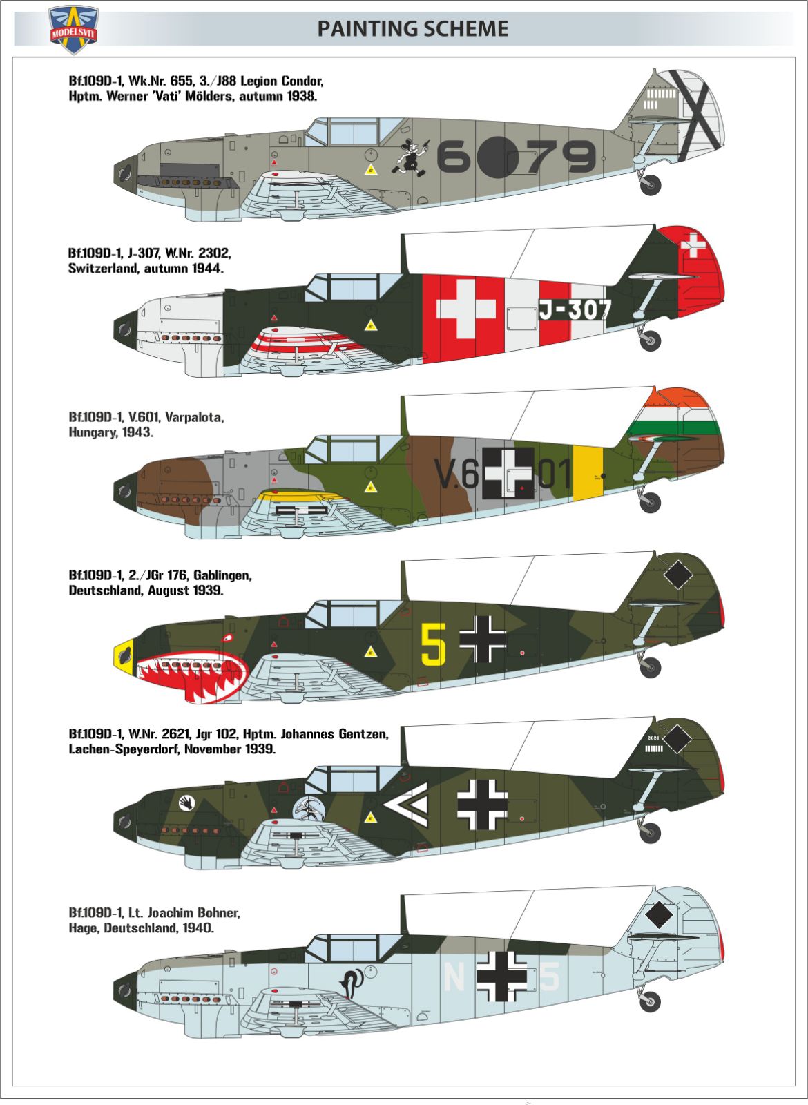 1 2 3 4 5 6. Обзор на Bf-109D1 от Werner Molders (IPMS Germany) (German). 