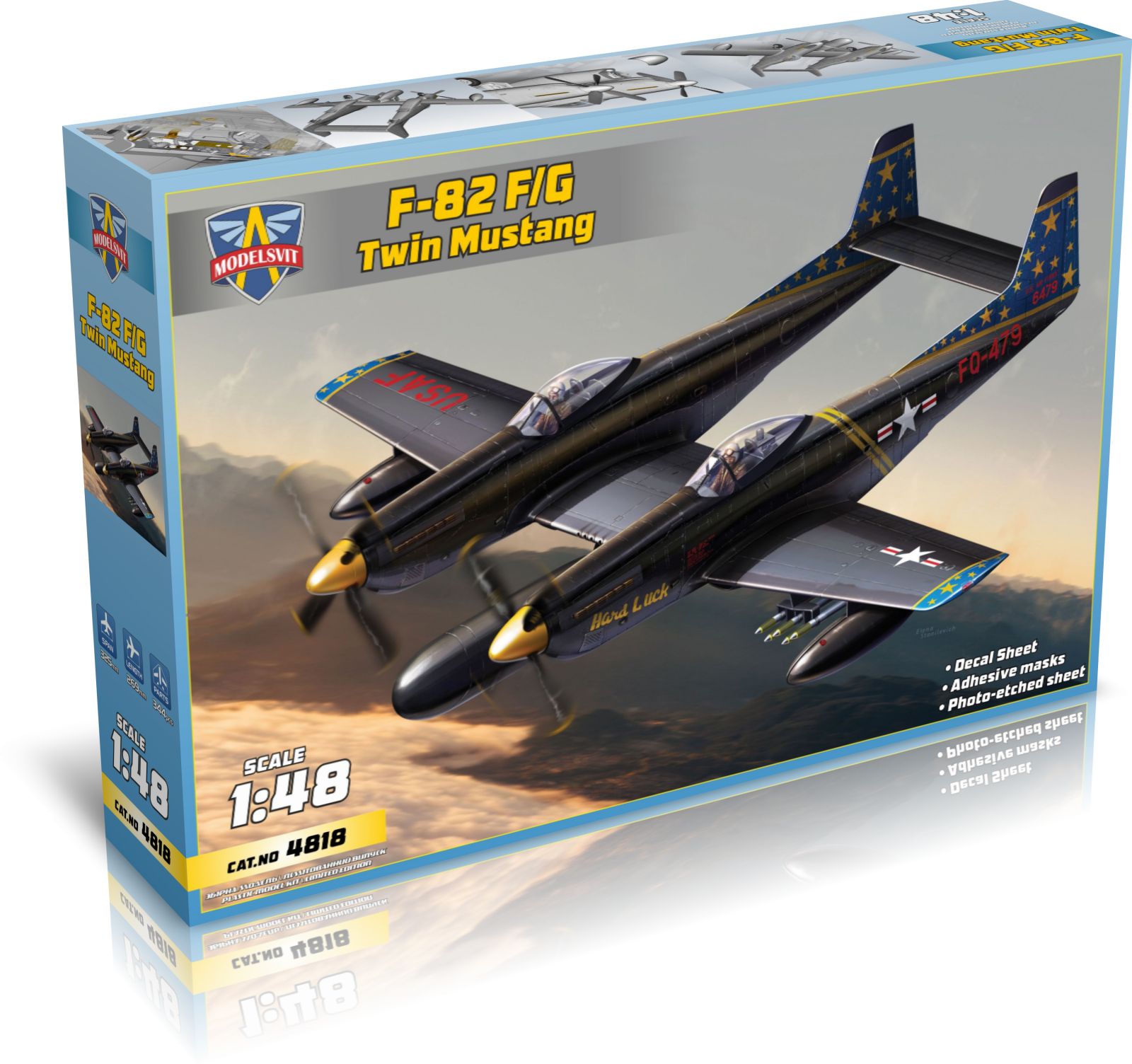 F-82 Twin Mustang 39" 1/16 Scale for .19-.25 Engine UC Model Airplane Plans 